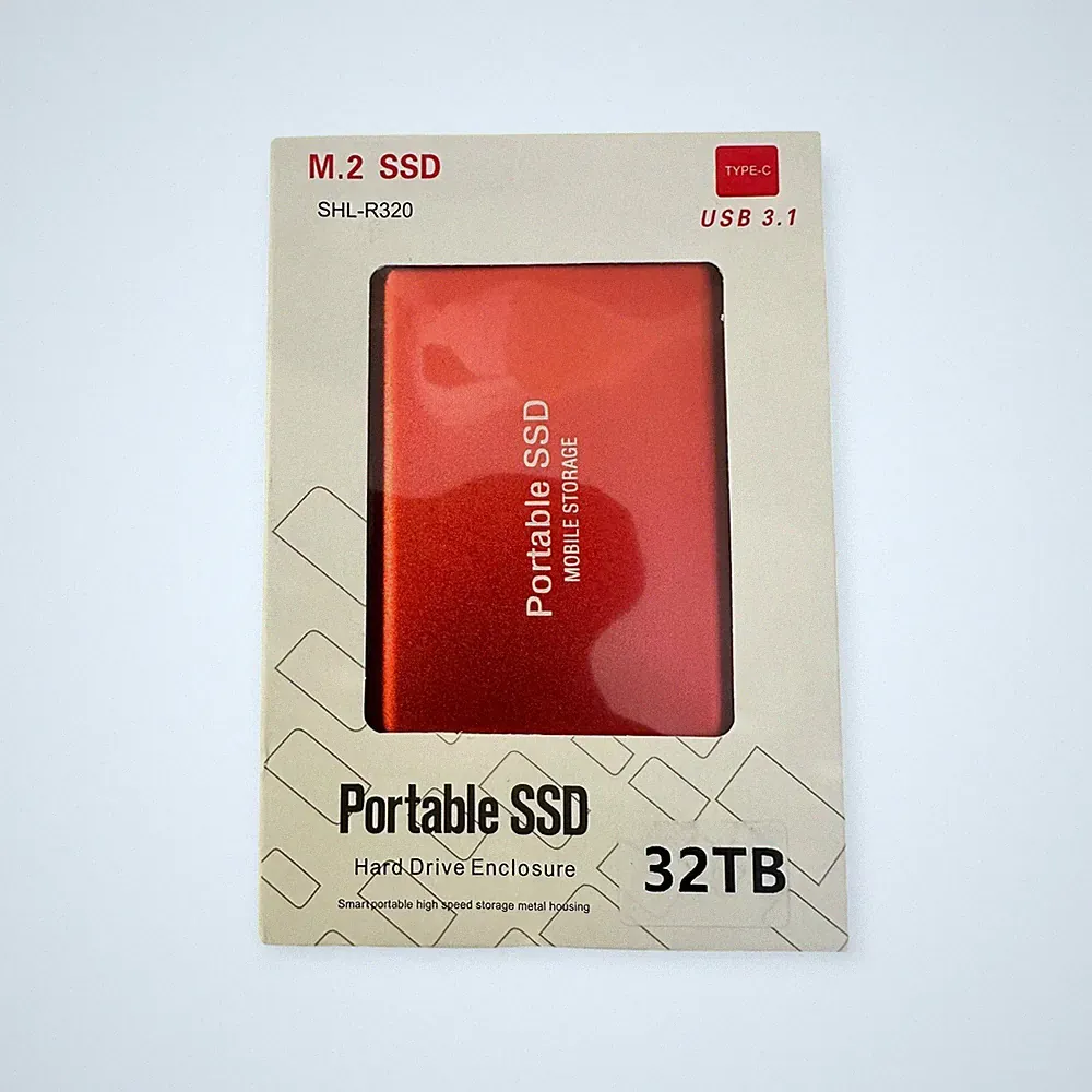32TB Red Portable SSD External Solid State Drive USB3.1Type-C High Speed Storage