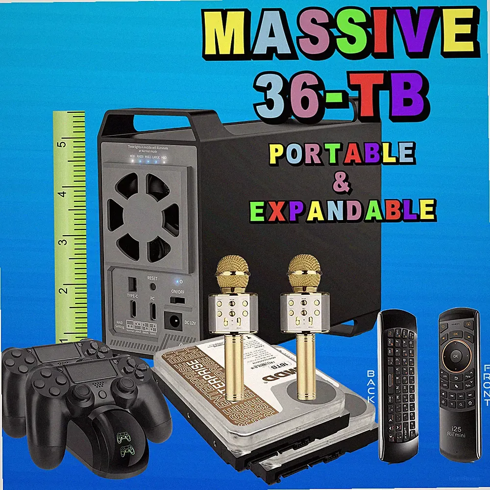 36-TB Retro Gaming & Home Entertainment Complete Package! Expandable & Portable!