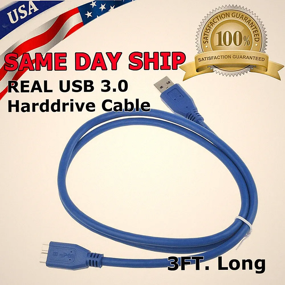 3FT Micro USB 3.0 Cable for Western Digital WD My Book External HDD Hard Drive