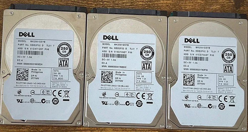 3xT7YWV Dell 250GB 7200RPM SATA 3Gbps 16MB Cache 2.5-inch Internal Hard Drive