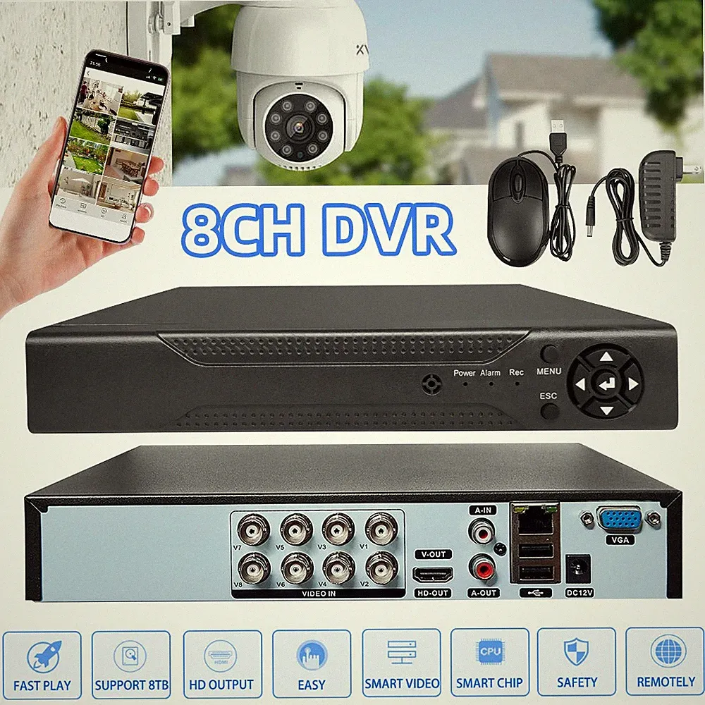 4/8 Channel H.265 1080P DVR with 1TB Hard Drive for Home Security Camera System