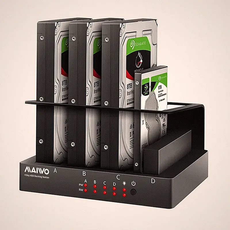 4 Bay Hard Drive Enclosure External Multi-Bay HDD Docking Station Hard Disk Box