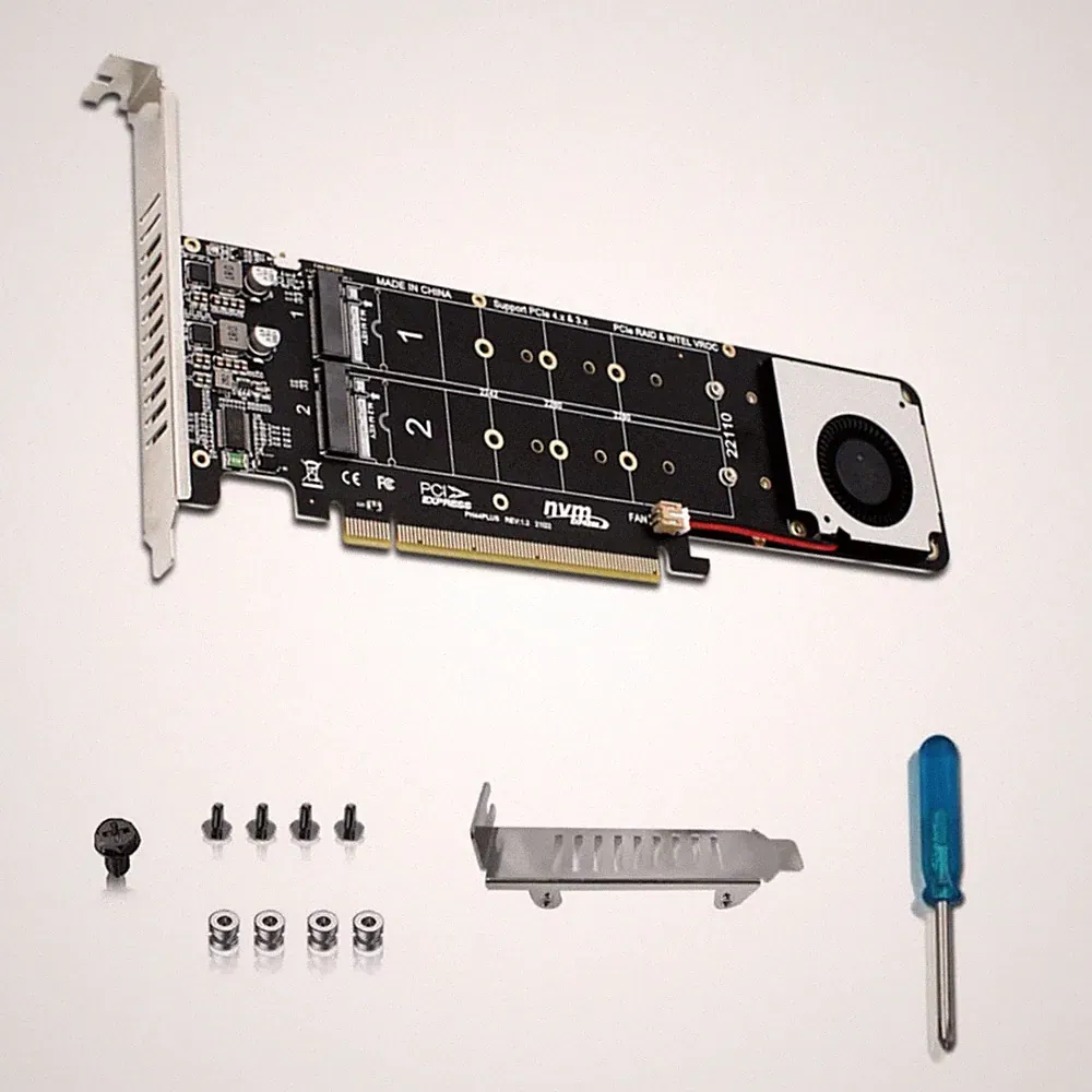 4 x 32Gbps PCIE 4.0 x16 To M.2 M-key NVME SSD Adapter Card Conversion Card