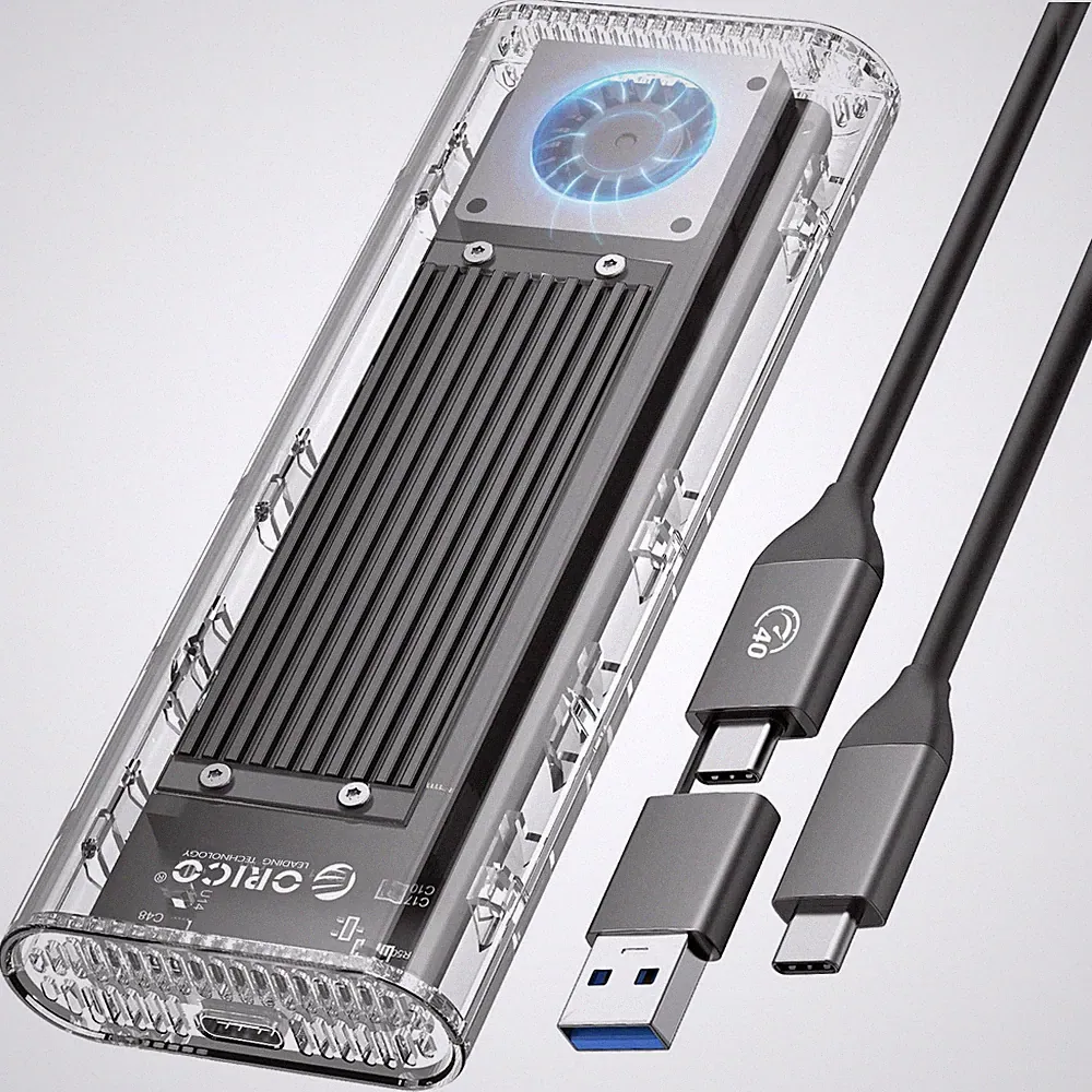 40Gbps M.2 NVMe SSD Enclosure with Cooling Fan, Tool-Free, Thunderbolt 3/4