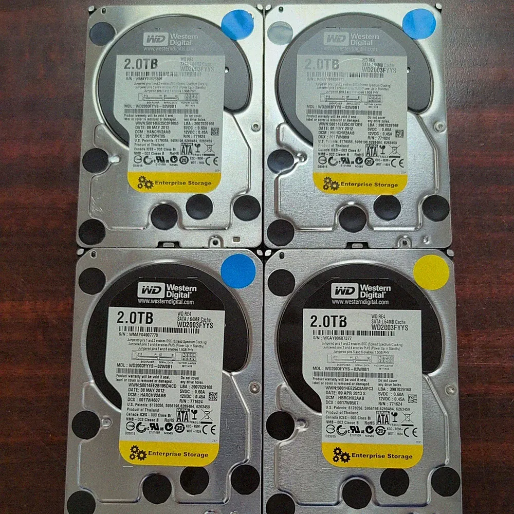 4x WD RE4 2TB 3.5” SATA Enterprise Hard Drives WD2003FYYS