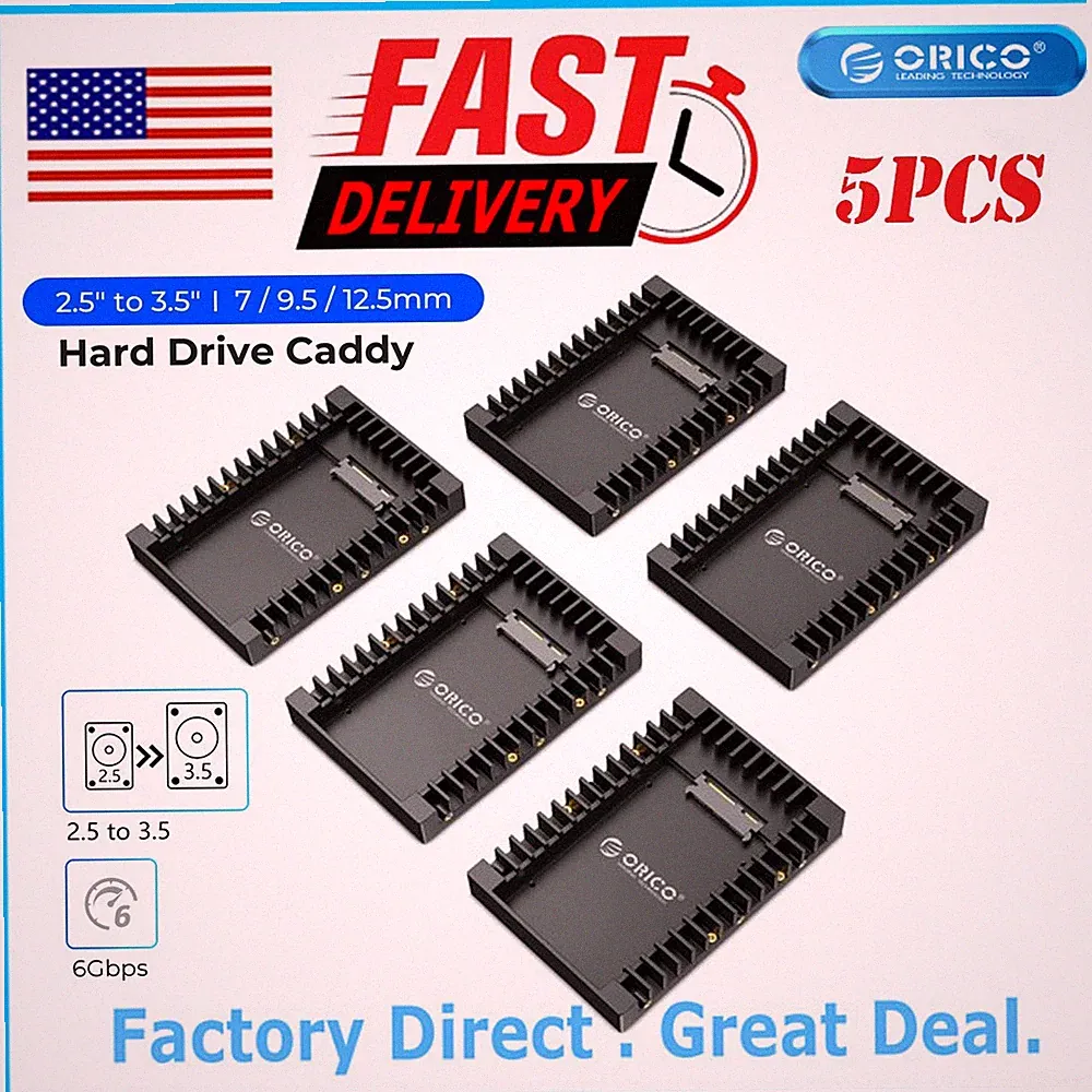 5 Pack ORICO 2.5 SSD SATA to 3.5 Hard Drive Adapter Internal Drive Bay Caddy Lot