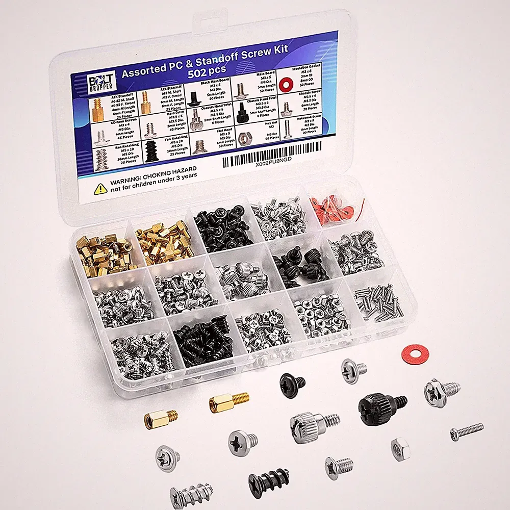 502Pcs Computer Screw Assortment Kit - Standoffs Screws for HDD Hard Drive, Fan