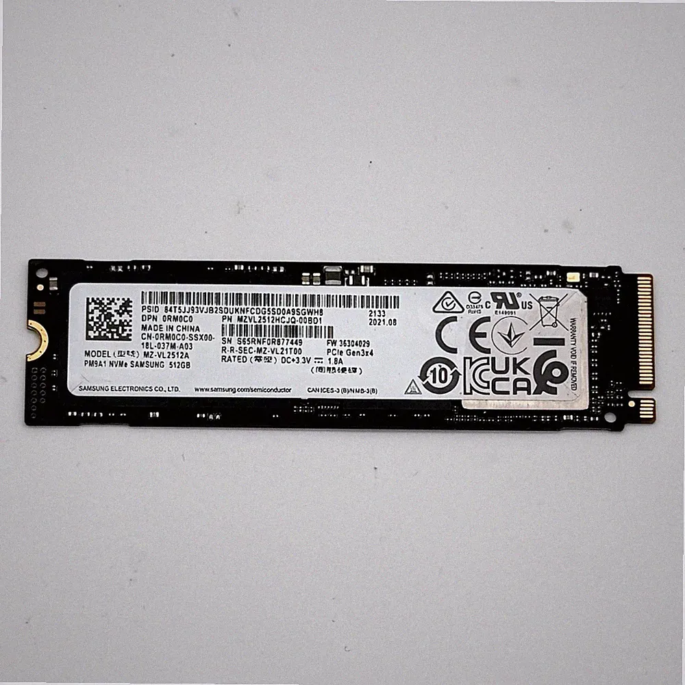 512GB Samsung PM9A1 M.2 PCIe Gen3x4 NVMe 2280 SSD Solid State Drive MZ-VL2512A