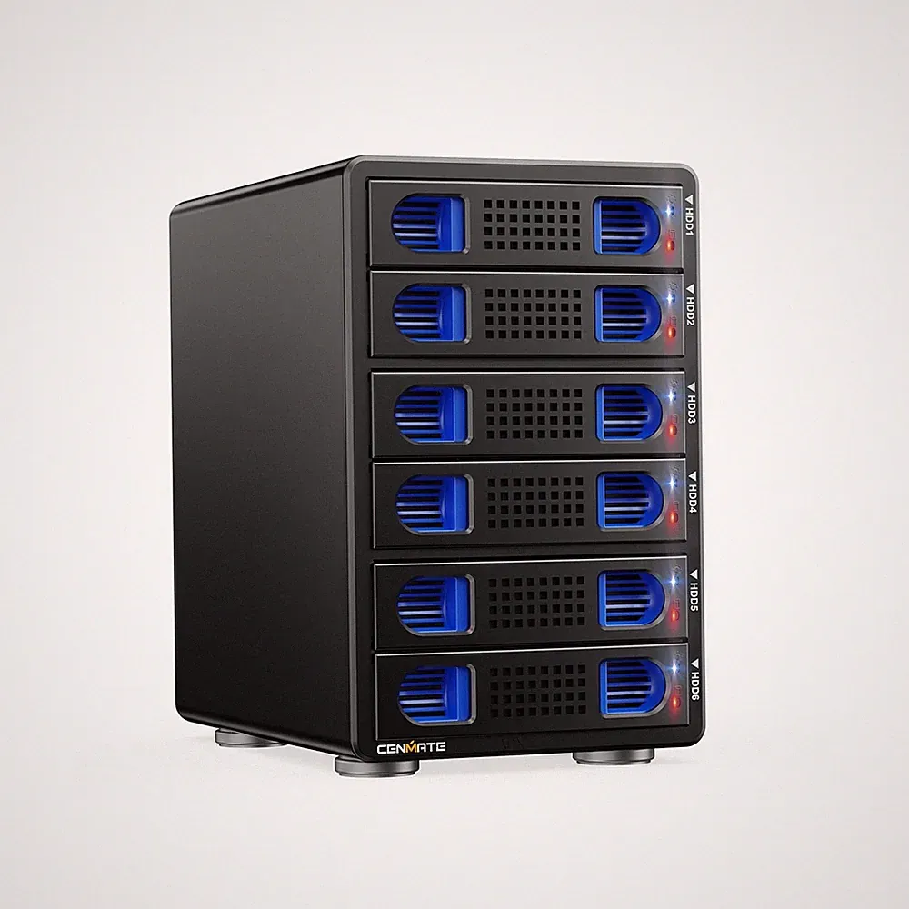 6 Bay Hard Drive Enclosure with Cooling Fan for 2.5“/3.5" SATA HDD/SSD wit