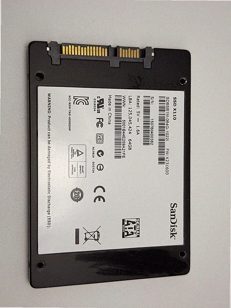 64GB SATA 2.5" SSD - Mixed Brands Sent Randomly, Tested 100% Working, 1pc