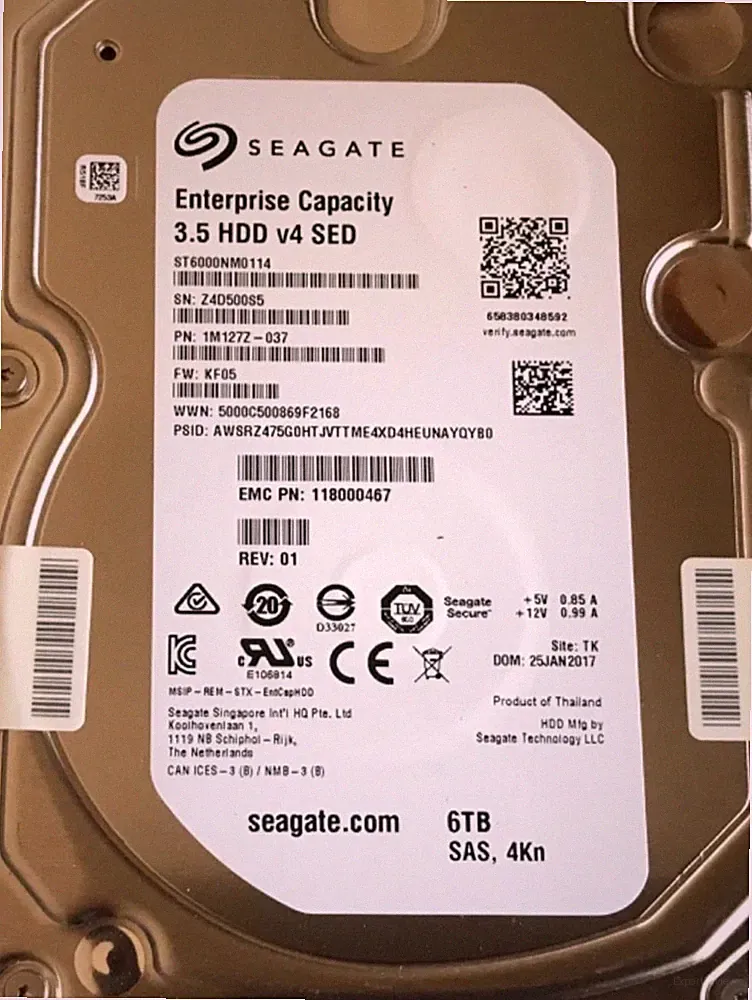 6TB 128MB 3.5" 12G/s SAS 4Kn SED HDD 7200 Seagate ST6000NM0114 hard drive