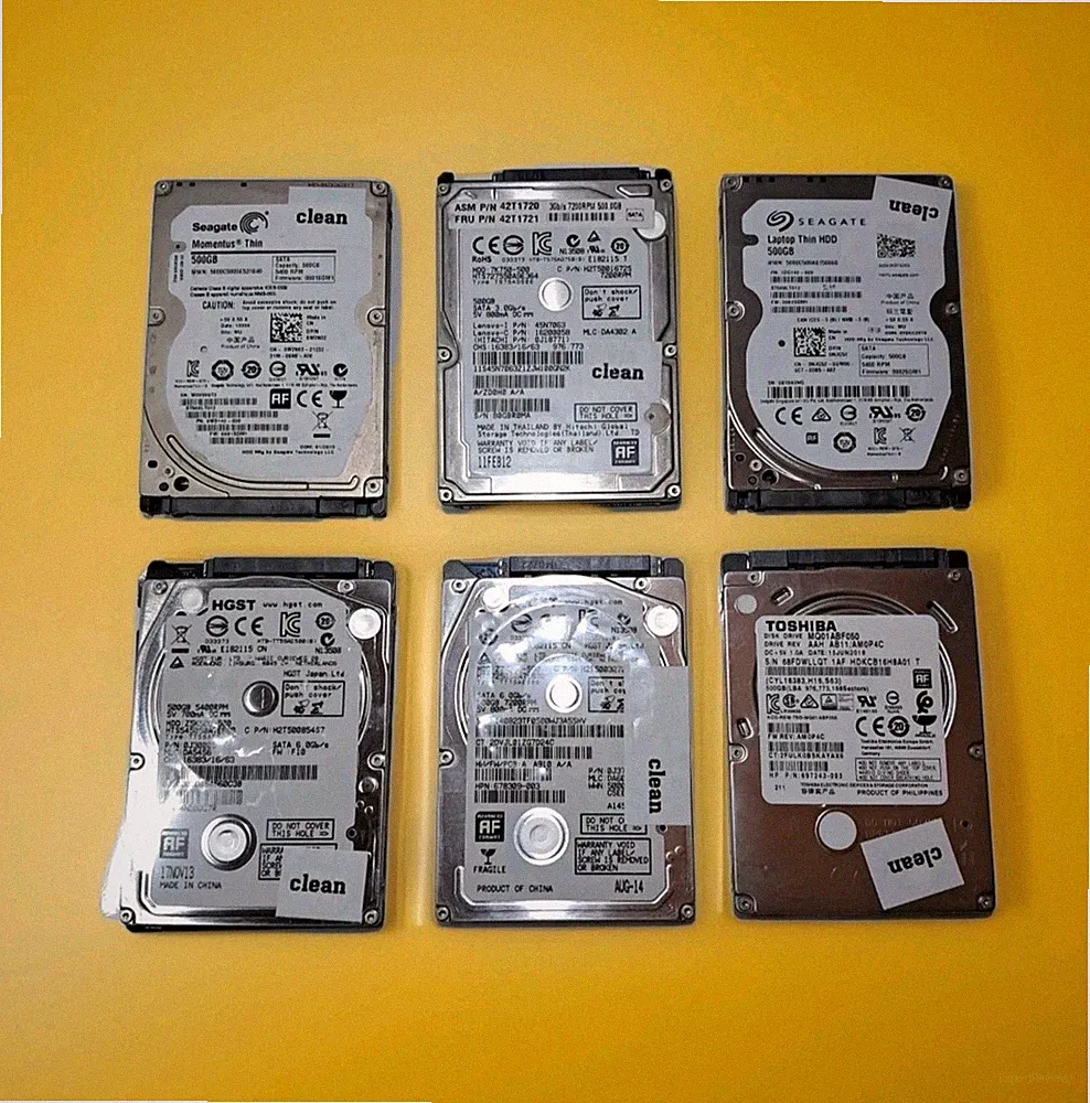 6x 2.5" Laptop HDD Lot – Toshiba, Seagate, Lenovo, HGST – 500GB, 5400/7200RPM