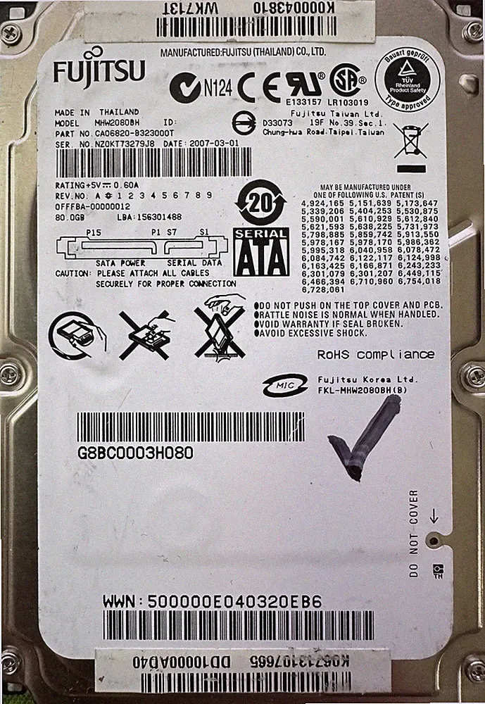 80GB 2.5" SATA Laptop Internal Hard Drive HDD Working Replacement Serial ATA