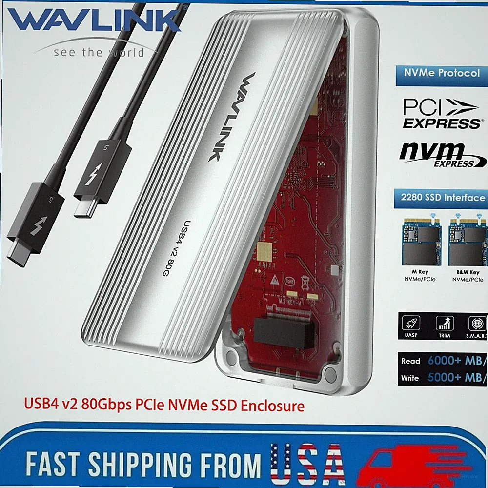 80Gbps M.2 PCIe NVMe SSD Enclosure Thunderbolt 5 SSD External Case Read USB4 v2