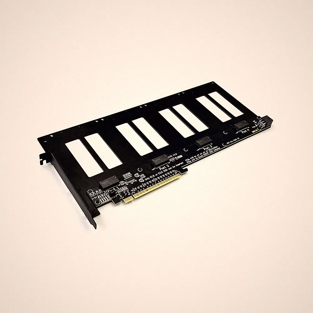 ADT-Link PCIe 5.0x16 to 4-Port U.2/EDSFF hard drive split adapter expansion card