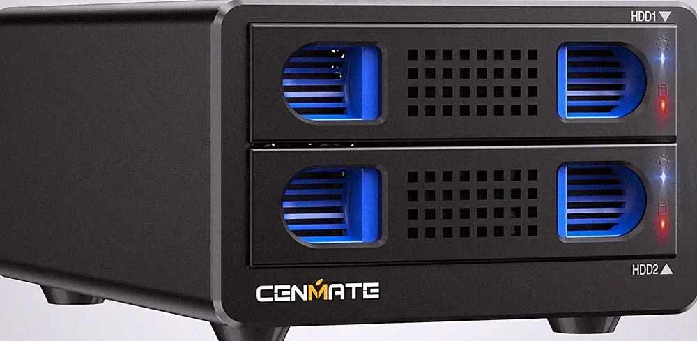 Aluminum Dual Bay 10Gbps Hard Drive Enclosure with Cooling Fan for 2.5“/3.