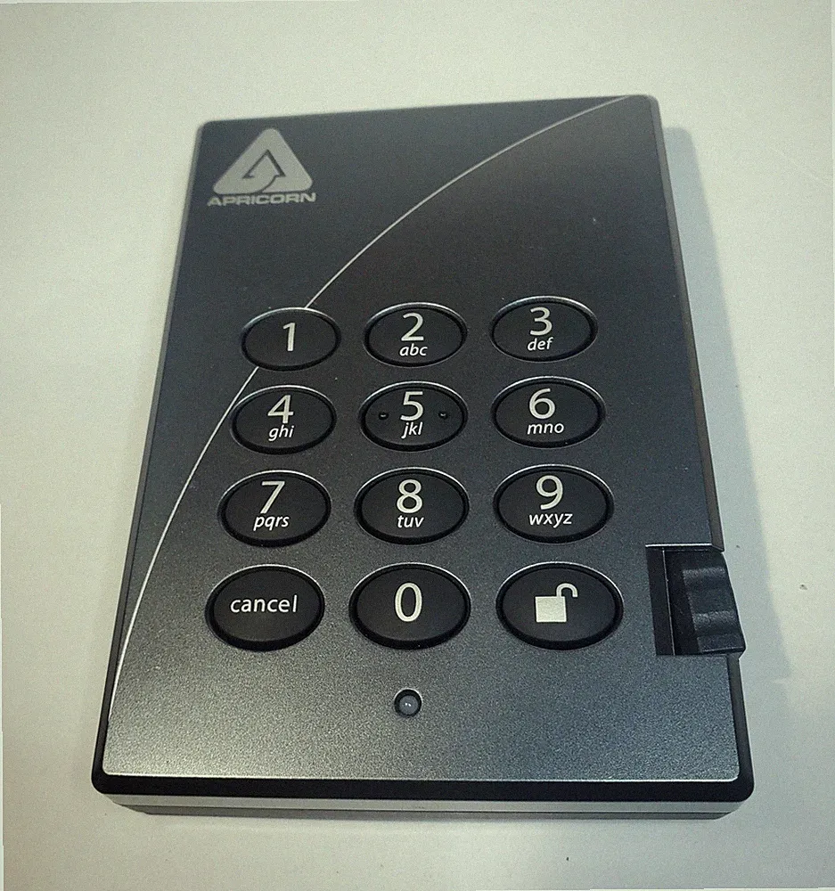 Apricorn Aegis Padlock External USB Hard Drive Password Protection Gray 500GB