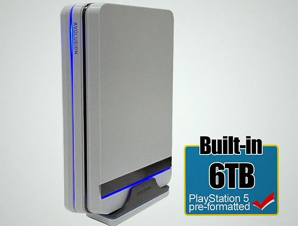 Avolusion HDDGEAR PRO X 6TB External Gaming Hard Drive (PS5 Game Console) WHITE