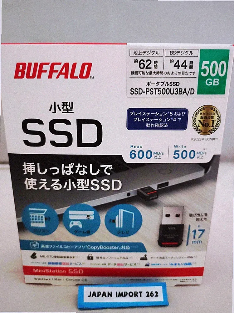 BUFFALO Ultra Compact Portable SSD 500GB SSD-PST500U3BA/D USB3.2 (Gen1)