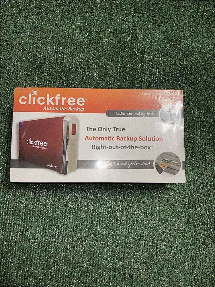 click free Automatic Backup 750GB Hard Drive Never opened with plastic