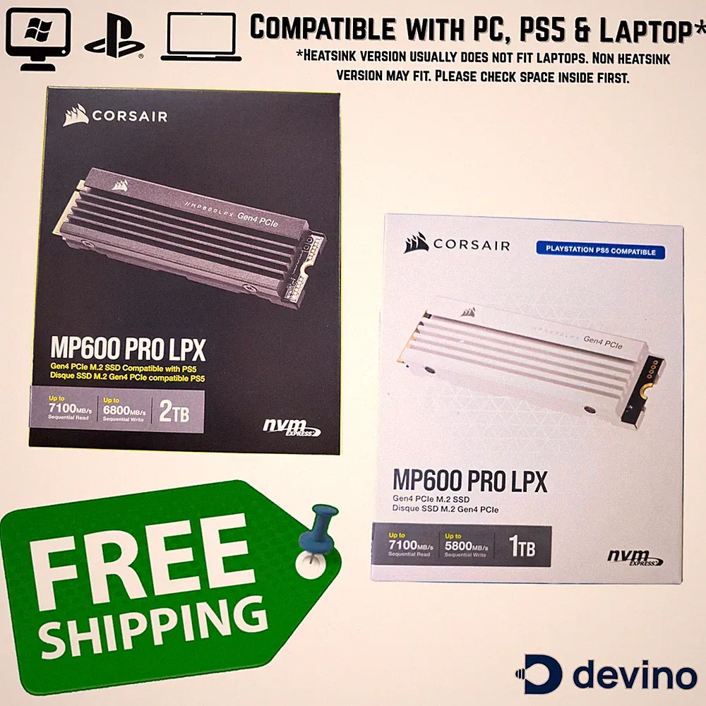 Corsair MP600 PRO LPX Heatsink 500GB 1TB 2TB 4TB 8TB PCIe NVMe M.2 SSD PS5 PC