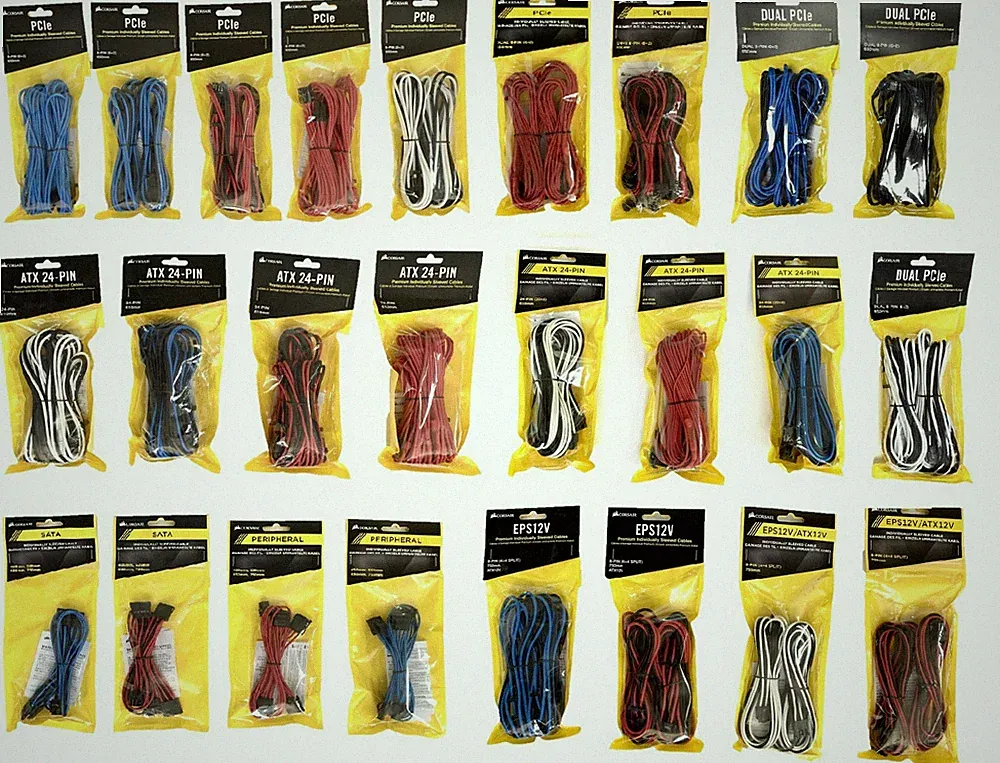 Corsair Various Individually Sleeved Cables - ATX 24 EPS12V PCIe SATA PERIPHERAL