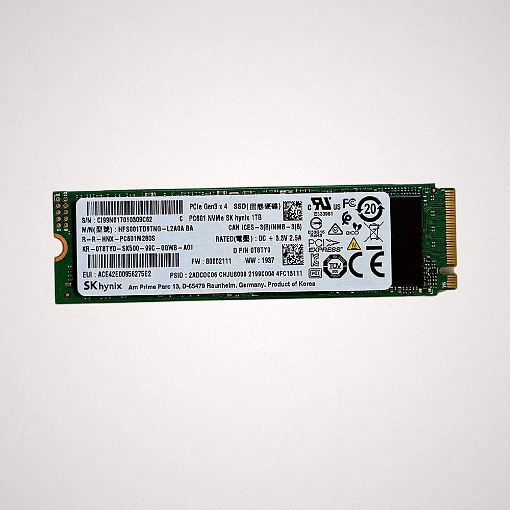Dell 1TB NVMe 2280 M.2 PCIe G3 x4 SSD SK Hynix PC601 HFS001TD9TNG 0T8TY0 T8TY0