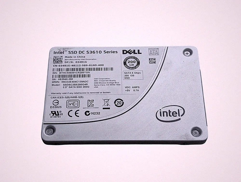 Dell 200GB 3481G SATA 2.5" 6Gb/s Enterprise SSD DC S3610 Series SSDSC2BX200G4R
