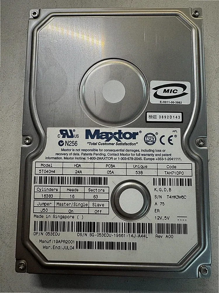 DELL 53EDU 5T040H4 TAH71DPO 40.9GB 7.2K RPM 2 MB CACHE ATA-5/ULTRA ATA 3.5" HDD