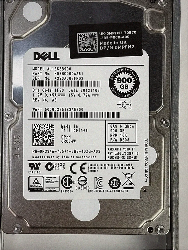 Dell 900GB SAS 6 Gbps 2.5" 10K RPM SFF HDD Hard Disk Drive Dell Tray 512n HDD 6G