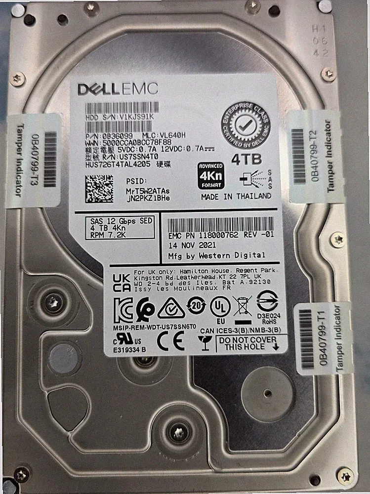 DELL EMC 4TB 7.2K SAS III 3.5 LFF ENTERPRISE 12GB/S HARD DRIVE 4000GB 118000625