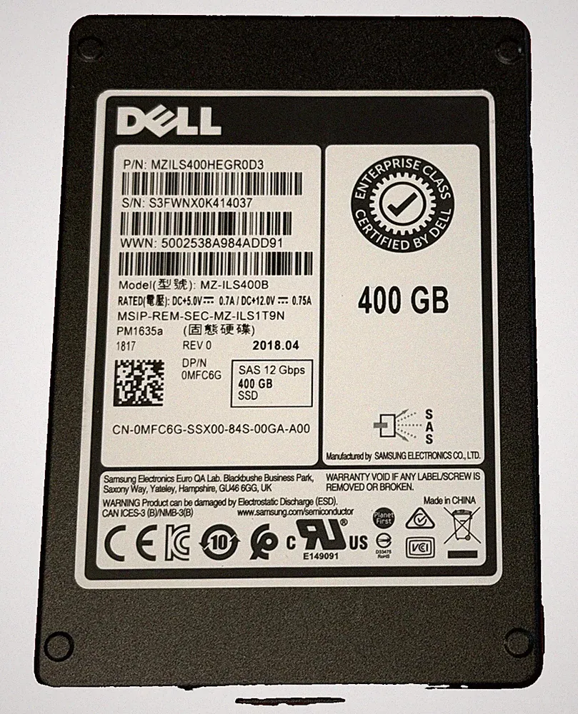 Dell MZ-ILS400B 400GB 2.5" SSD 12Gbps SAS P/N 0MFC6G