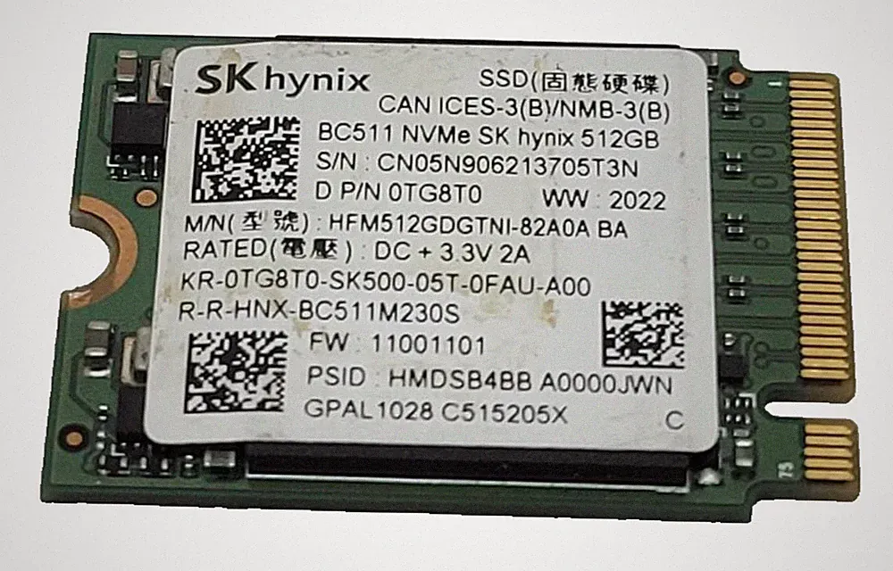 DELL SK HYNIX BC511 512gb 2230 M.2 NVMe SSD Steam Deck SteamDeck Gen3 98% HEALTH