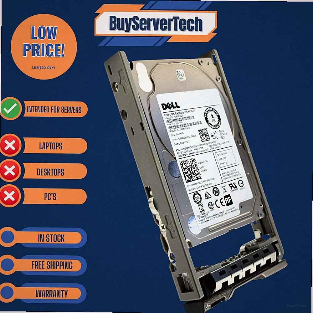 Dell XY986 2TB 7.2K 12Gb/s 2.5" SAS HDD ST2000NX0273 128MB ENT Server Drive Tray