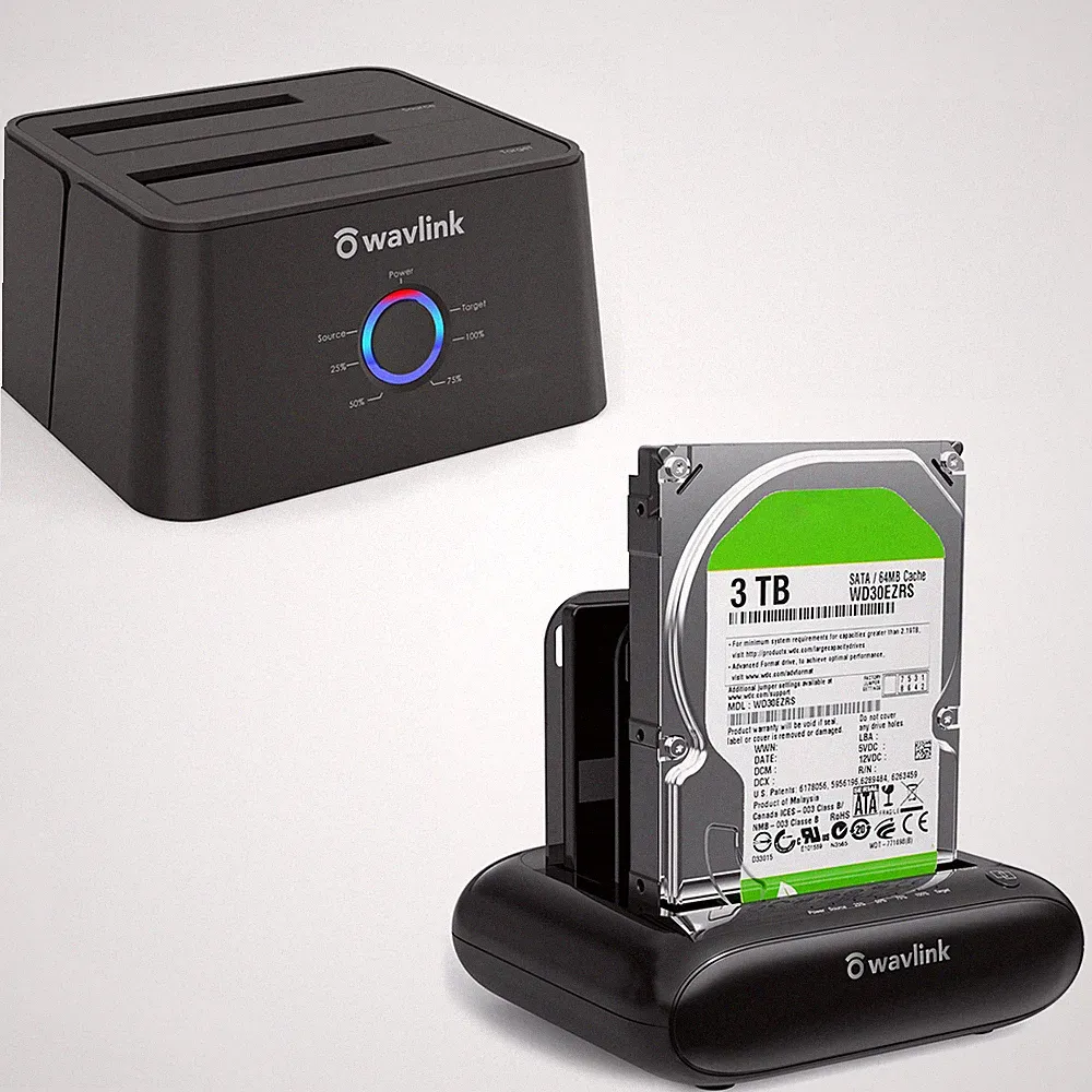 Dual Bay 2.5" 3.5"HDD/SDD External Hard Drive Docking Station USB 3.0 to SATA