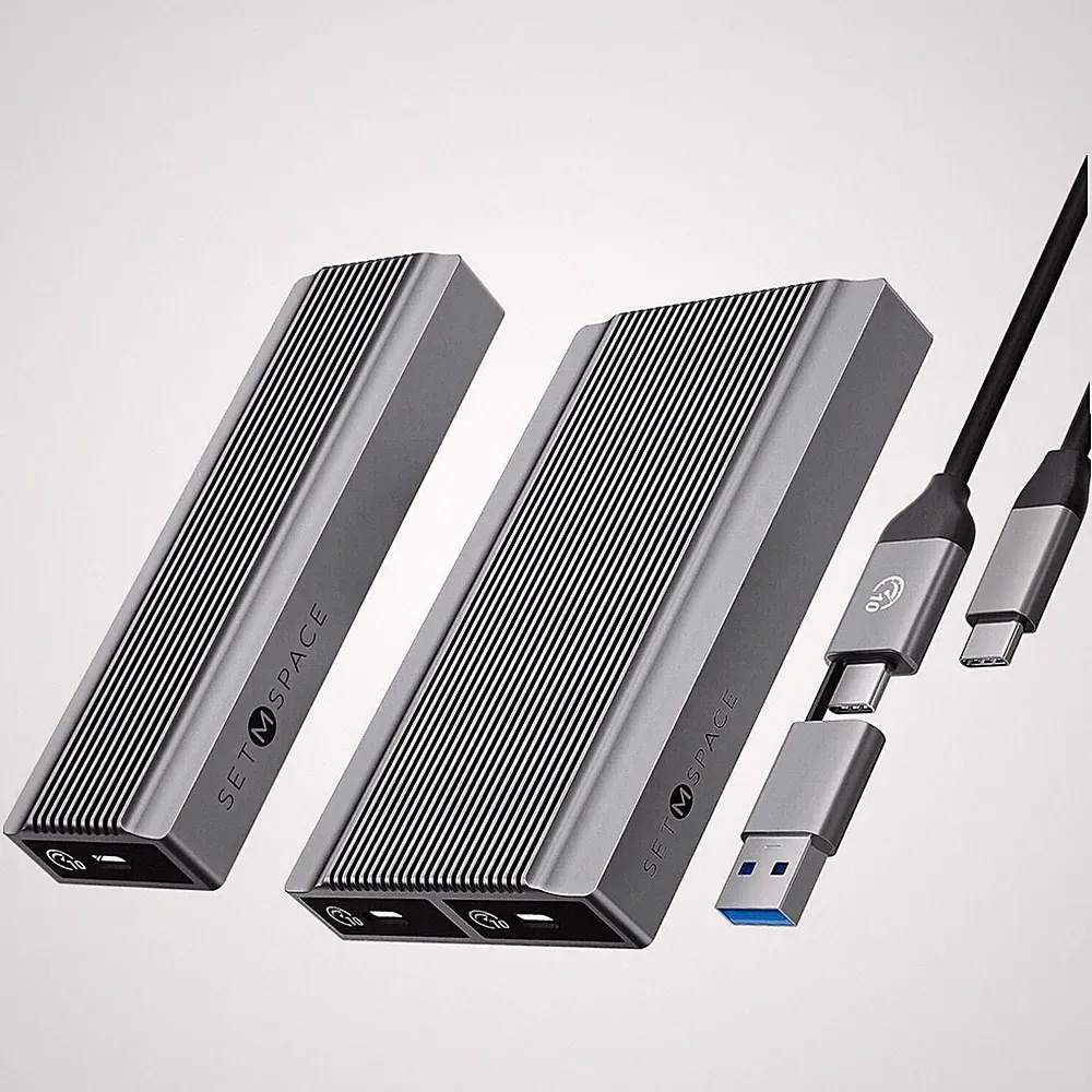 Dual Bay NVMe SSD Enclosure M.2 to USB-C 3.2 Gen 2 Hard Drive Enclosure 10 Gbps