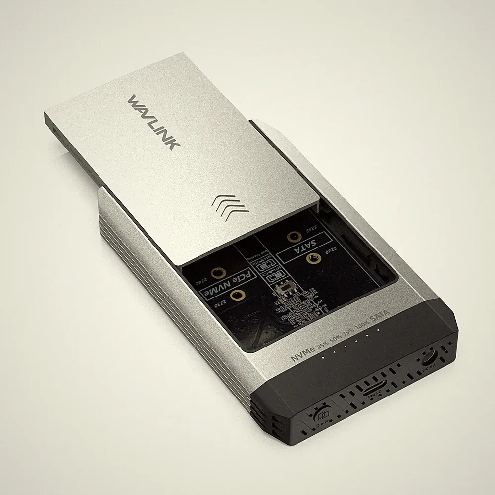 Dual-Bay Offline Clone M.2 SSD NVMe Cloner 10Gbps USB-C Hard Drives Enclosure