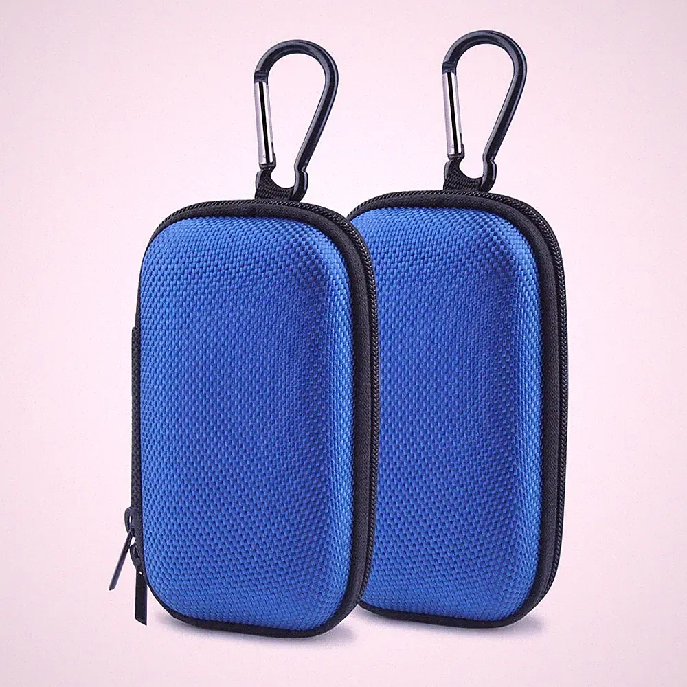 Durable MP3 Player Case, 2Pack Portable Clamshell Headphones Cover, Blue