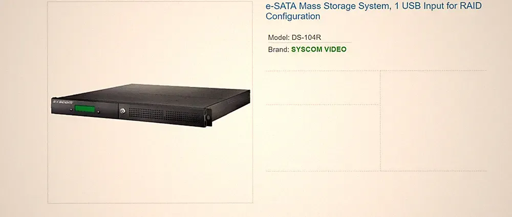 e-SATA Mass Storage System 1 USB Input for RAID Configuration for 4 hard drives