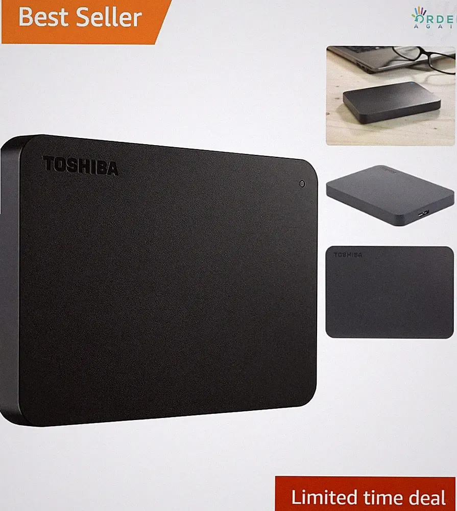 External Hard Drive 1TB Portable USB 3.0 for PC Mac Slim Compact Black