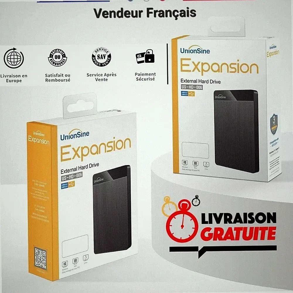 External Hard Drive USB 3.0 2.5" 500GB 1TB 2TB Unionsine Backup HDD Portable