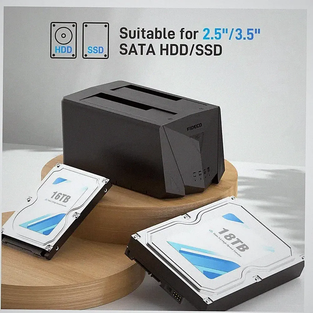 FIDECO YPZ220C Hard Drive Docking Station For USB 3.2 Gen 1 to SATA Connections