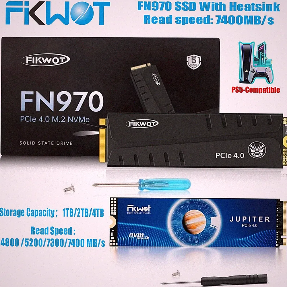 Fikwot M.2 2280 NVMe SSD 1TB 2TB 4TB PCIe 4.0 PS5 SSD Hard Drive For PC PS5 Lot