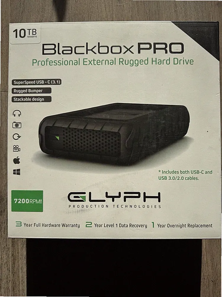 Glyph Blackbox PRO 10TB Rugged External Hard Drive 7200RPM USB-C USB 3.0