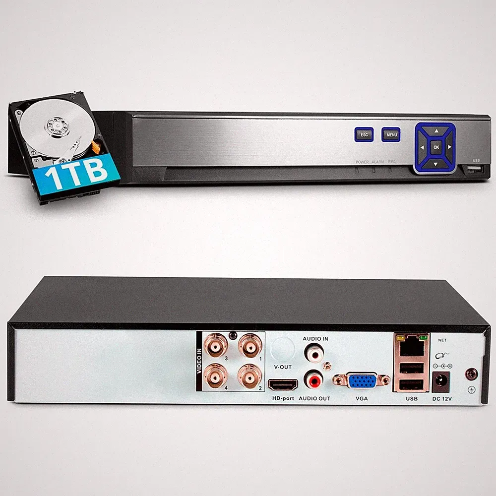 H.265+ 4CH/8CH/16CH DVR for Security Camera System 1080P Recorder with 1TB HDD