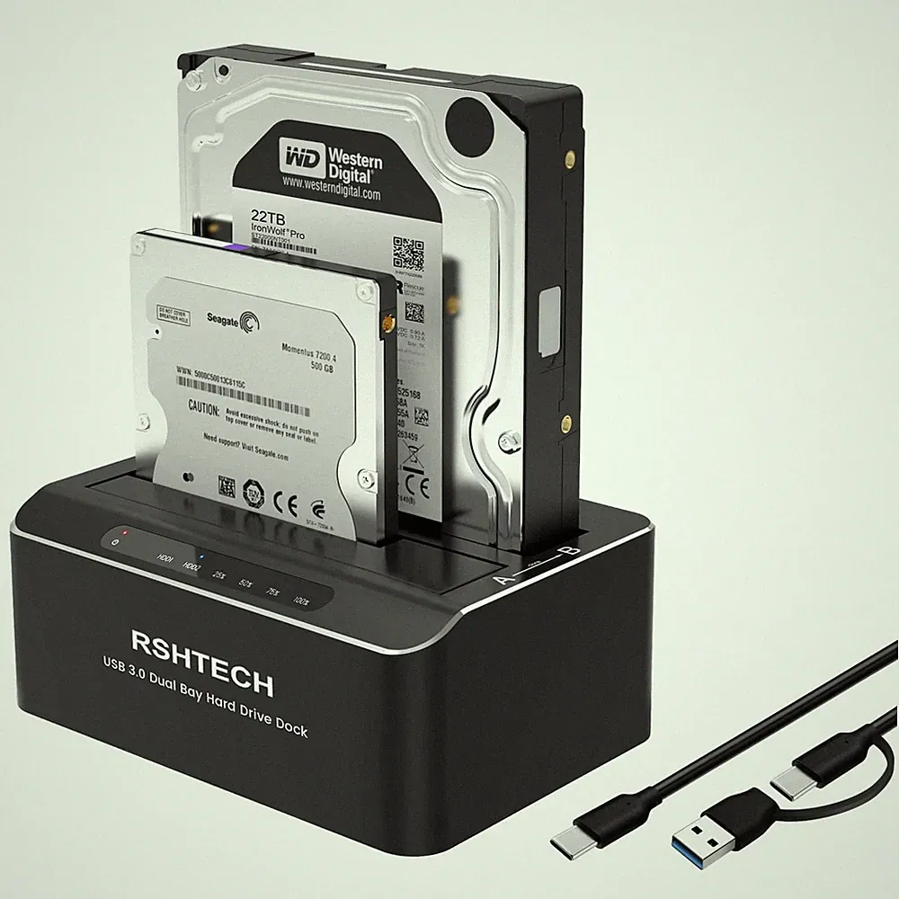 Hard Drive Docking Station Aluminum USB-C/USB 3.0 to SATA Dual Bay Hard Drive...