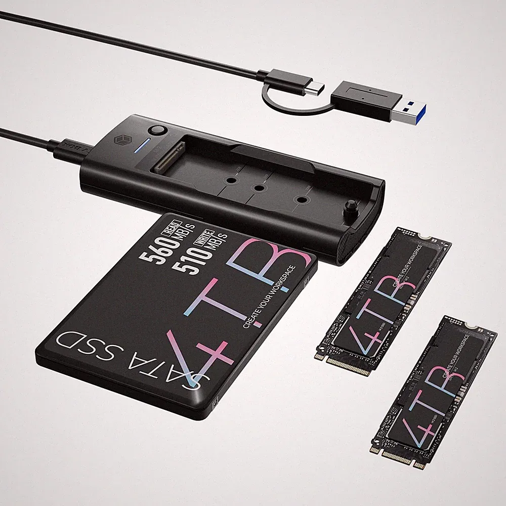 Hard Drive Docking Station M.2 NVMe SATA 2.5 3.5 Inch 10Gbps Reader Adapter