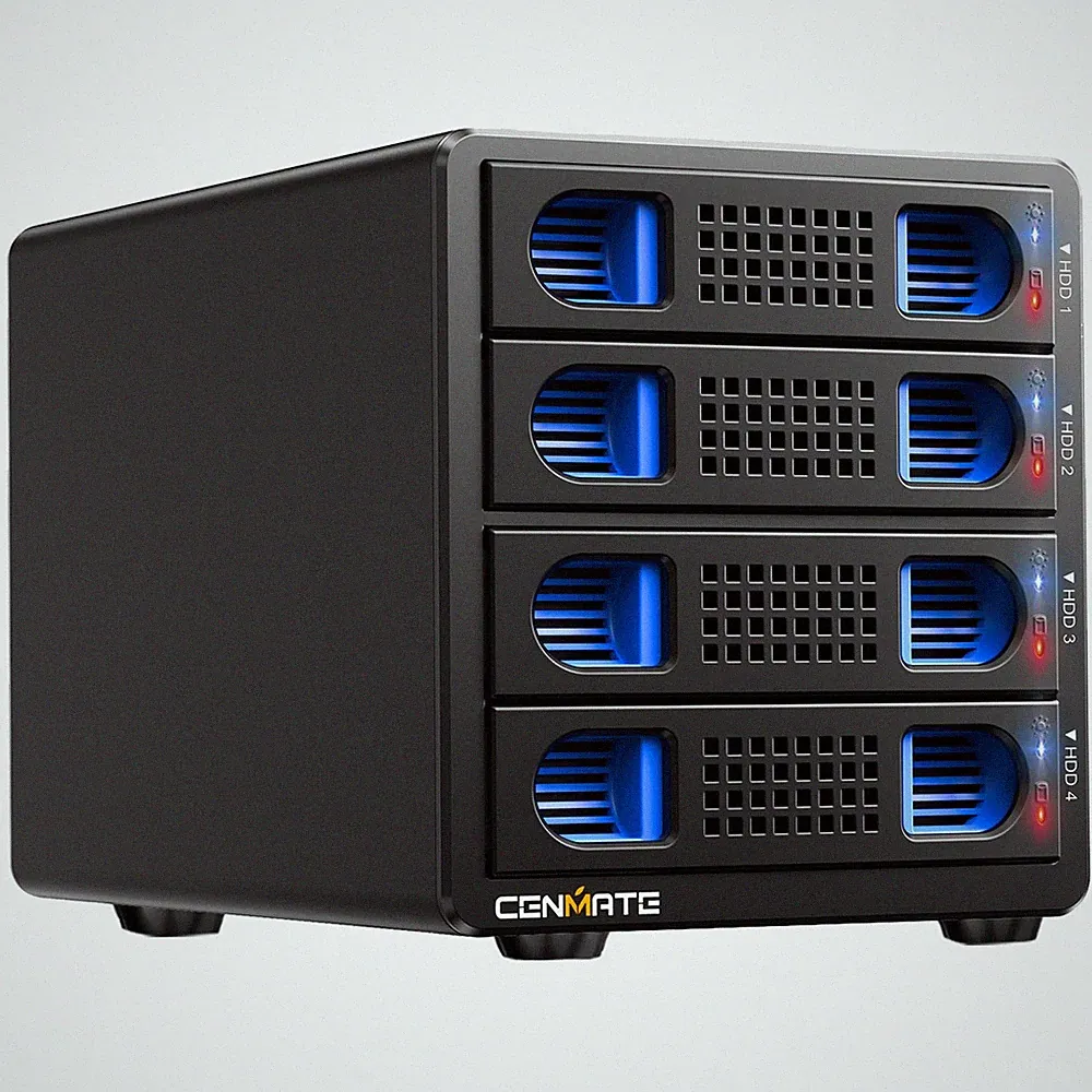 Hard Drive Enclosure 4 Bay 2.5"/3.5" SATA HDD/SSD USB A/C 3.0 Hot Swappable DAS