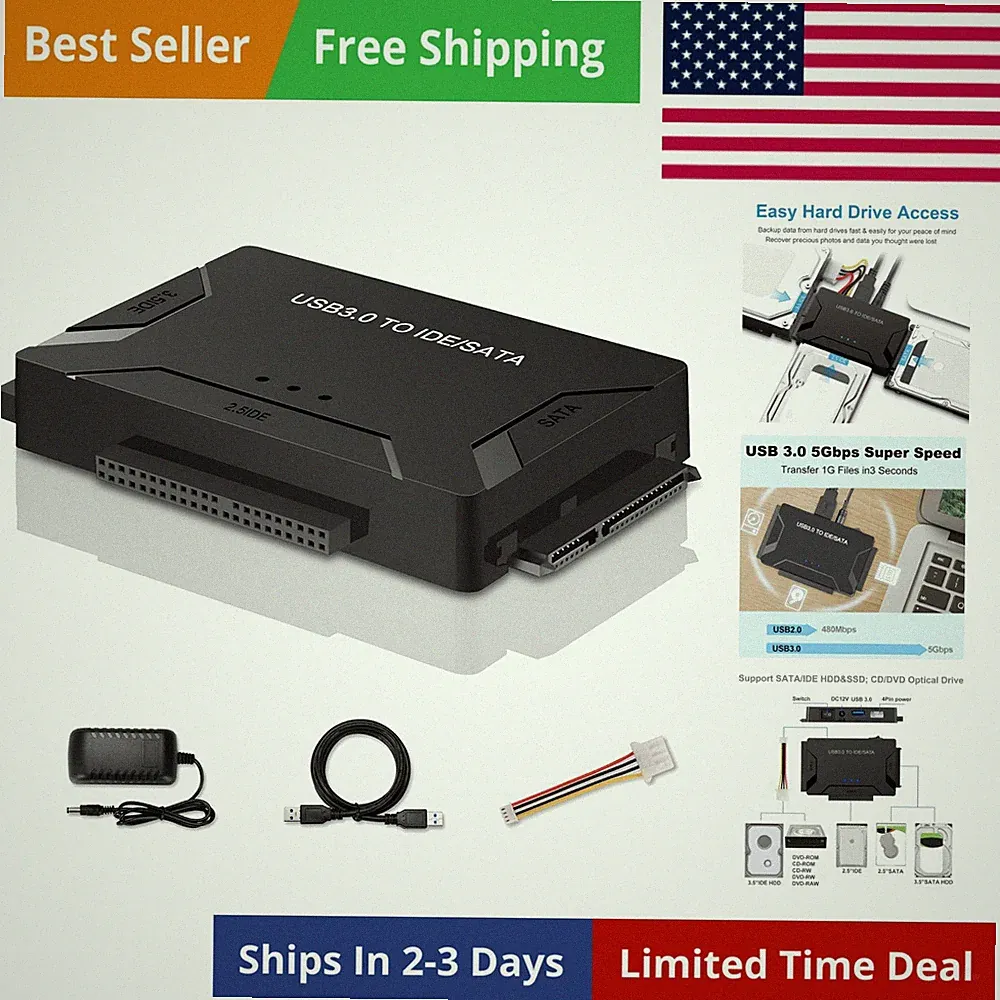 Hard Drive Reader, USB 3.0 to IDE and SATA Adapter External Hard DriveConvert...
