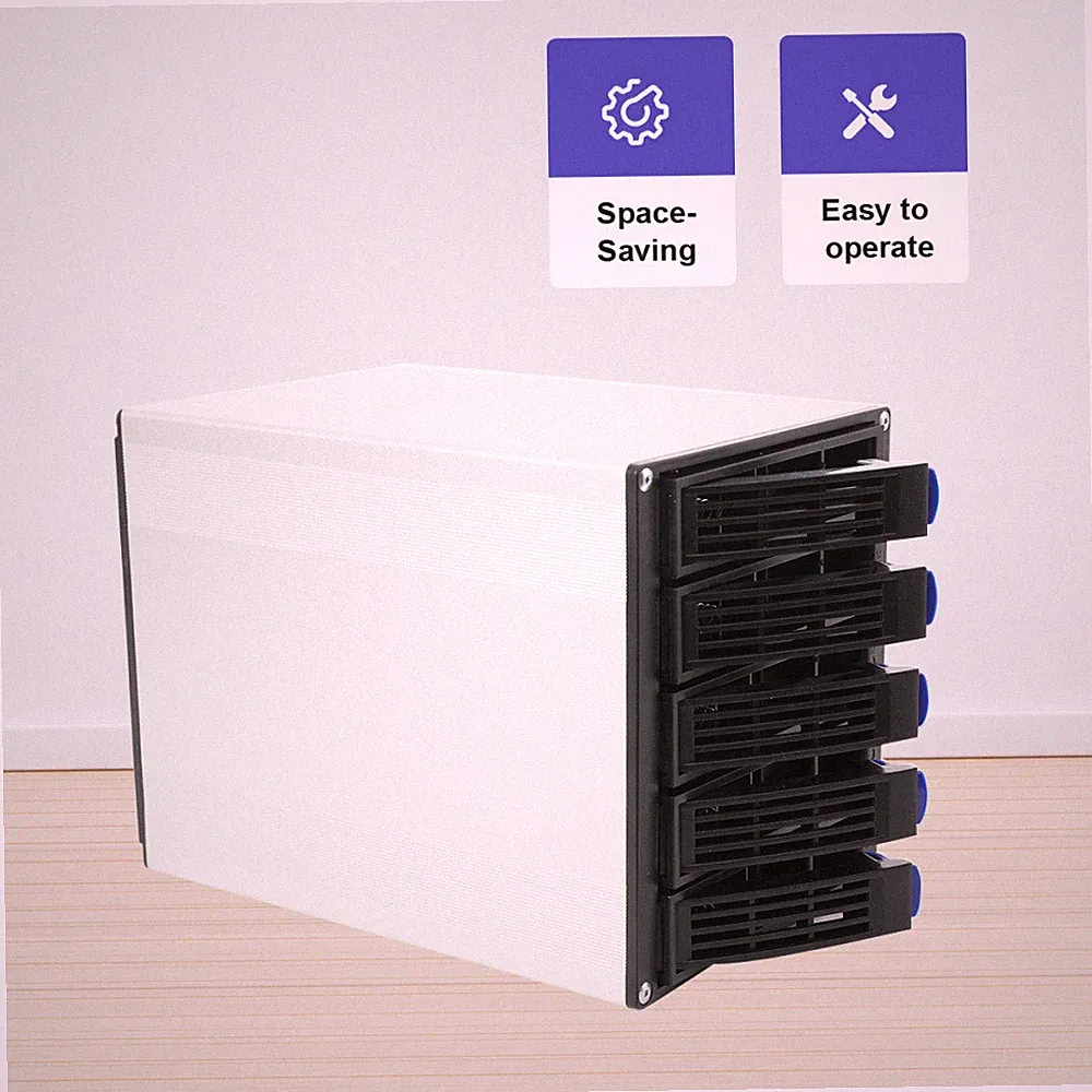 HDD Enclosure Hot Swap Cage 5-Bay 3 x 5.25" Drive Bays 5x SATA 3.5"/2.5"Sas HDD